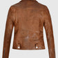 Kylie Jenner Brown Leather Biker Jacket for Women – Custom Fit - side angle view