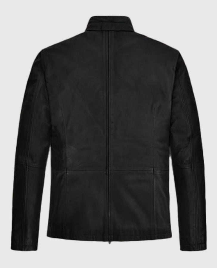 Tom Cruise Mission Impossible 7 Black Leather Jacket for Men - side angle view