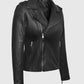 Elsa Pataky Black Leather Jacket for Women – Premium Outerwear - collar and zip close-up