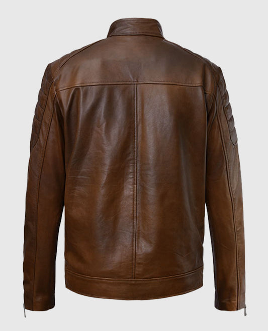 Boss Level Frank Grillo (Roy Pulver) Brown Leather Jacket for Men - side angle view