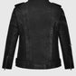 Jodie Comer Doctor Foster Black Leather Biker Jacket for Women - side angle view