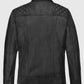 Patrick J. Adams Black Leather Biker Jacket for Men - side angle view
