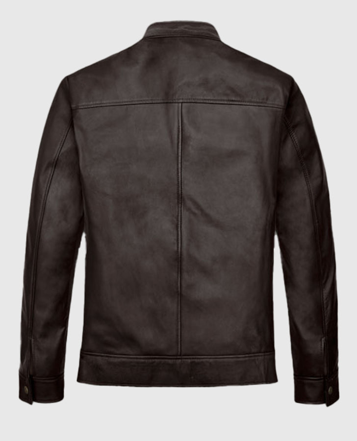 Michael Jordan Brown Leather Jacket for Men | Genuine Leather - side angle view