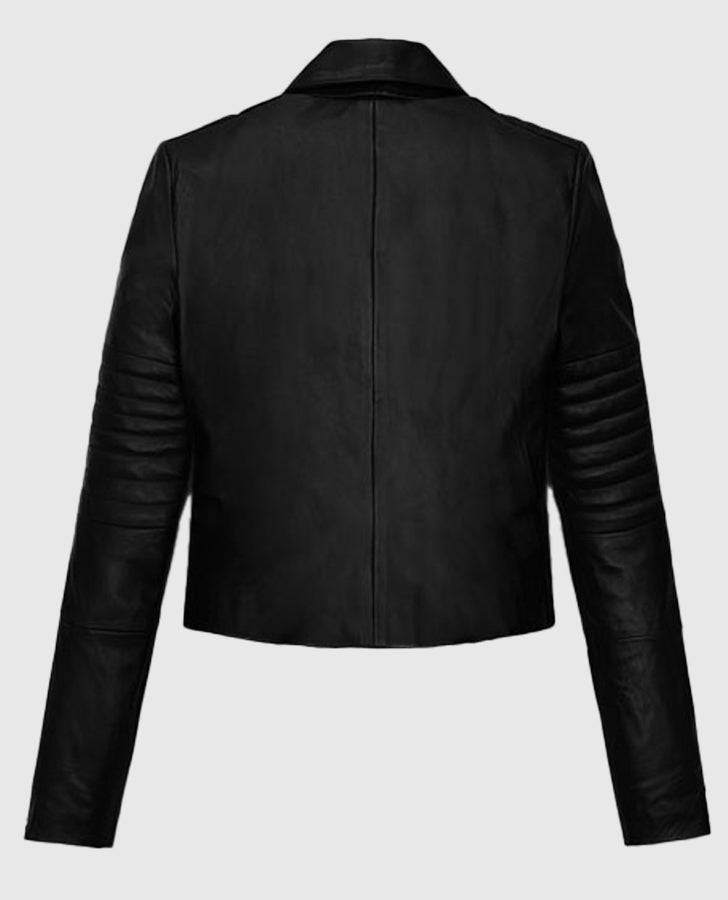 Amanda Seyfried Black Leather Jacket for Women – Premium Outerwear - side angle view