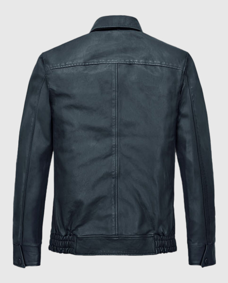 Ryan Gosling Black Leather Jacket for Men – Custom Fit - side angle view