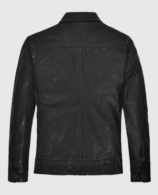 Jason Morgan General Hospital Black Leather Jacket for Men - side angle view