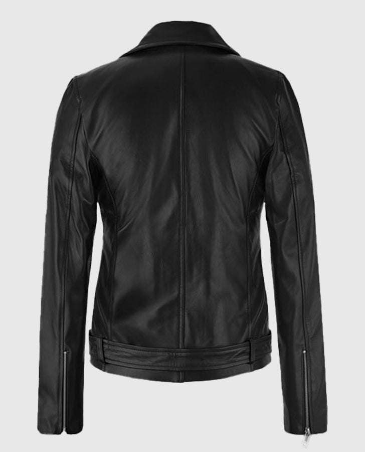 Adele Exarchopoulos Black Leather Jacket for Women - side angle view