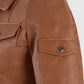 Gigi Hadid Tan Brown Leather Jacket for Women – Custom Fit - collar and zip close-up