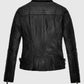 Keira Knightley Domino Black Leather Biker Jacket for Women - side angle view