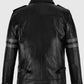 Resident Evil 6 Leon Kennedy Black Leather Jacket for Men - side angle view
