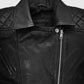 Lucy Hale Puppy Love 2023 Black Leather Biker Jacket for Women - collar and zip close-up