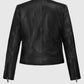 The Matrix Resurrections Carrie Anne Moss Black Leather Jacket - side angle view