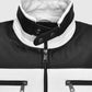 Sebastian Stan Black Leather Jacket for Men – Premium Outerwear - collar and zip close-up