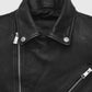 Nicholas Hoult Black Biker Leather Jacket for Men – Custom Fit - collar and zip close-up