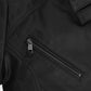 The Bricklayer Nina Dobrev Black Leather Biker Jacket for Women - collar and zip close-up