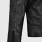 Sam Worthington Simulant Black Leather Jacket for Men - collar and zip close-up