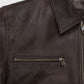 Sam Worthington Kidnapping Mr Heineken Brown Leather Jacket for Men - collar and zip close-up