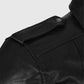 Resident Evil 6 Leon Kennedy Black Leather Jacket for Men - collar and zip close-up
