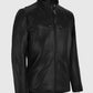 Henry Cavill Black Leather Biker Jacket for Men – Custom Fit - collar and zip close-up