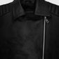 Amanda Seyfried Black Leather Jacket for Women – Premium Outerwear - collar and zip close-up