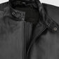 Michael Fassbender Frank Film Black Leather Jacket for Men - collar and zip close-up
