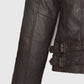Hailey Baldwin Bieber's Brown Leather Jackets Jacket for Women - collar and zip close-up