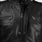 Tomb Raider Alicia Vikander Black Leather Jacket for Women - collar and zip close-up