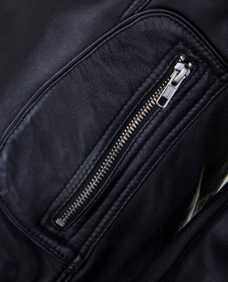 Biker Trend Women's Black Leather Jacket – Custom Fit - side angle view