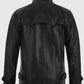 Men's Standup Collar Black Leather Jacket – Premium Outerwear - back view
