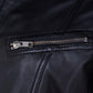 Biker Trend Women's Black Leather Jacket – Custom Fit - collar and zip close-up