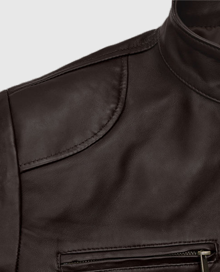 Michael Jordan Brown Leather Jacket for Men | Genuine Leather - inner lining view