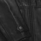 Paul Wesley Vampire Diaries Black Leather Jacket for Men - collar and zip close-up