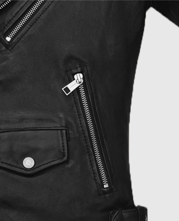Nicholas Hoult Black Biker Leather Jacket for Men – Custom Fit - inner lining view