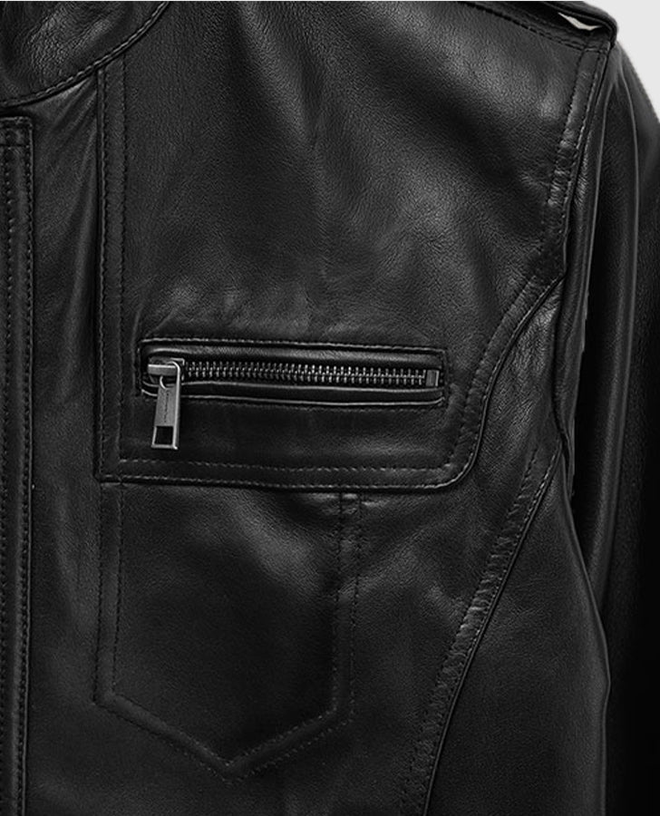 Tomb Raider Alicia Vikander Black Leather Jacket for Women - inner lining view