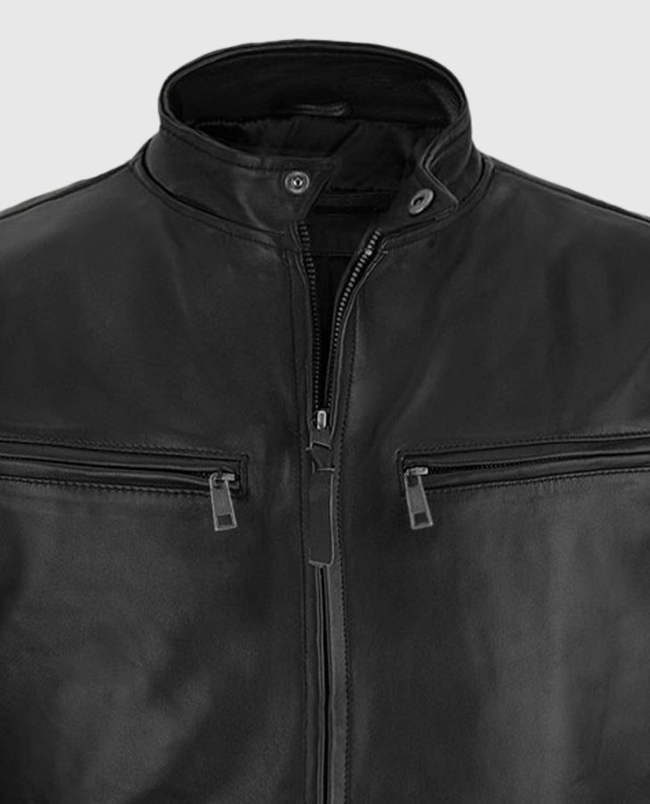 Henry Cavill Black Leather Biker Jacket for Men – Custom Fit - inner lining view