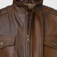 Boss Level Frank Grillo (Roy Pulver) Brown Leather Jacket for Men - inner lining view