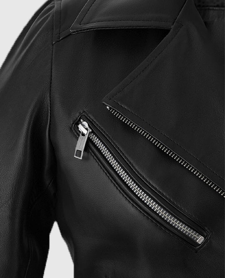 Adele Exarchopoulos Black Leather Jacket for Women - inner lining view