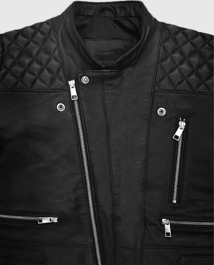 Kristen Stewart Black Leather Biker Jacket for Women - inner lining view