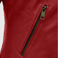 Last Christmas Emilia Clarke Red Leather Biker Jacket for Women - inner lining view