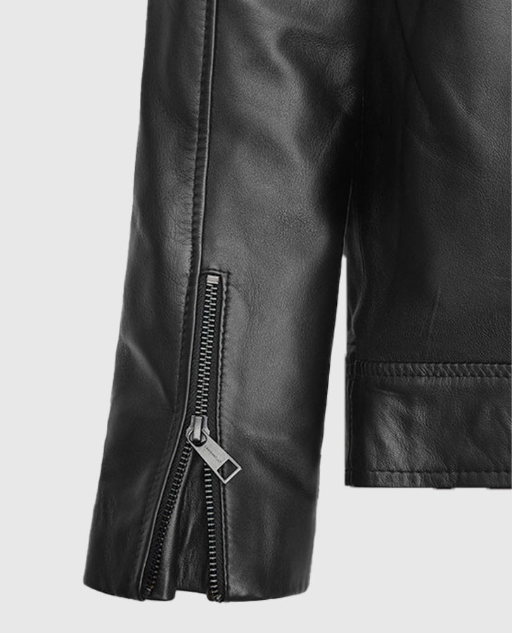 Michael Fassbender Frank Film Black Leather Jacket for Men - inner lining view