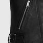 Jodie Comer Doctor Foster Black Leather Biker Jacket for Women - inner lining view