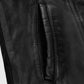 Tom Holland Uncharted Black Leather Jacket for Men - collar and zip close-up