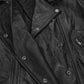Keira Knightley Domino Black Leather Biker Jacket for Women - model wearing the jacket