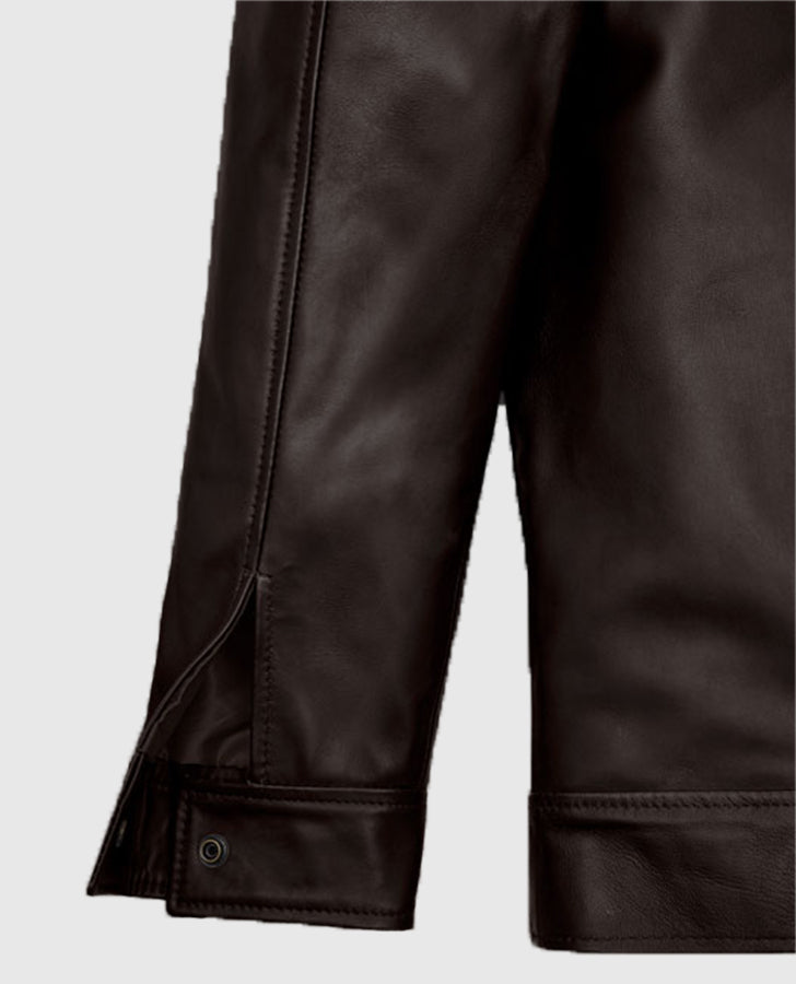 Michael Jordan Brown Leather Jacket for Men | Genuine Leather - model wearing the jacket