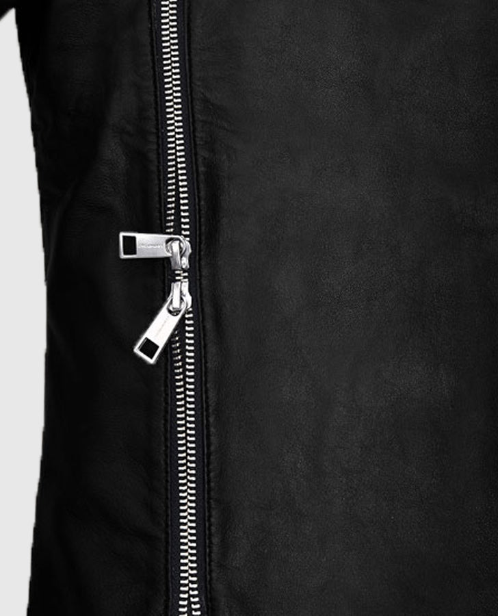 Amanda Seyfried Black Leather Jacket for Women – Premium Outerwear - model wearing the jacket