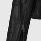 The Matrix Resurrections Carrie Anne Moss Black Leather Jacket - model wearing the jacket