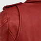 Freaky Millie Red Leather Biker Jacket for Women – Premium Outerwear - model wearing the jacket