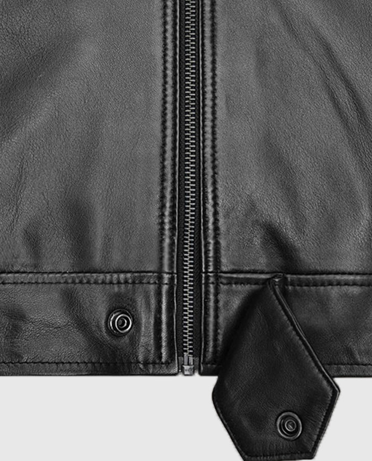 Michael Fassbender Frank Film Black Leather Jacket for Men - model wearing the jacket