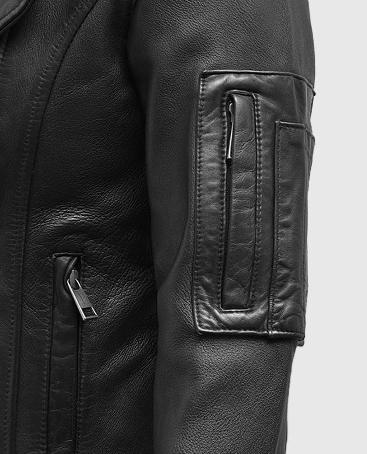 Karen Gillan Doctor Who TV Series Black Leather Biker Jacket for Women - model wearing the jacket