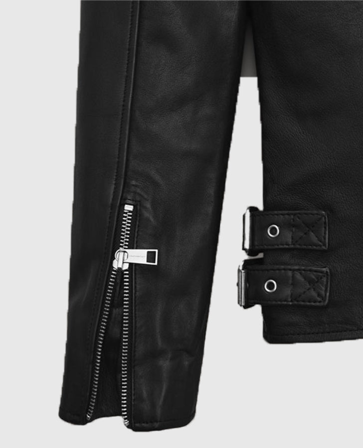 Nicholas Hoult Black Biker Leather Jacket for Men – Custom Fit - model wearing the jacket